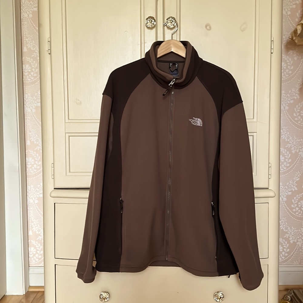 The North Face Mens Light & Dark Brown Fleece Jacket Size XL - EUC